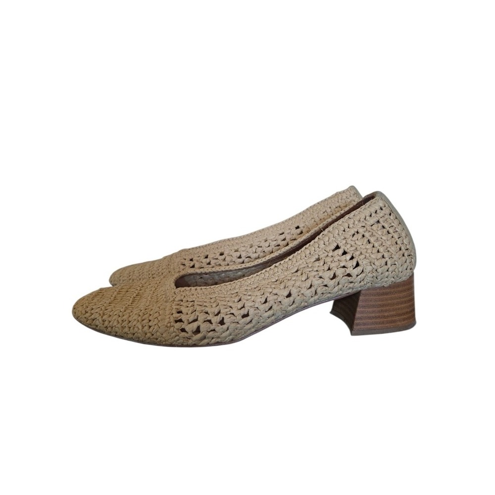 Miista Noa Raffia Stacked Heel Pump Old Money Shoes In Beige EU 41 US US 10.5